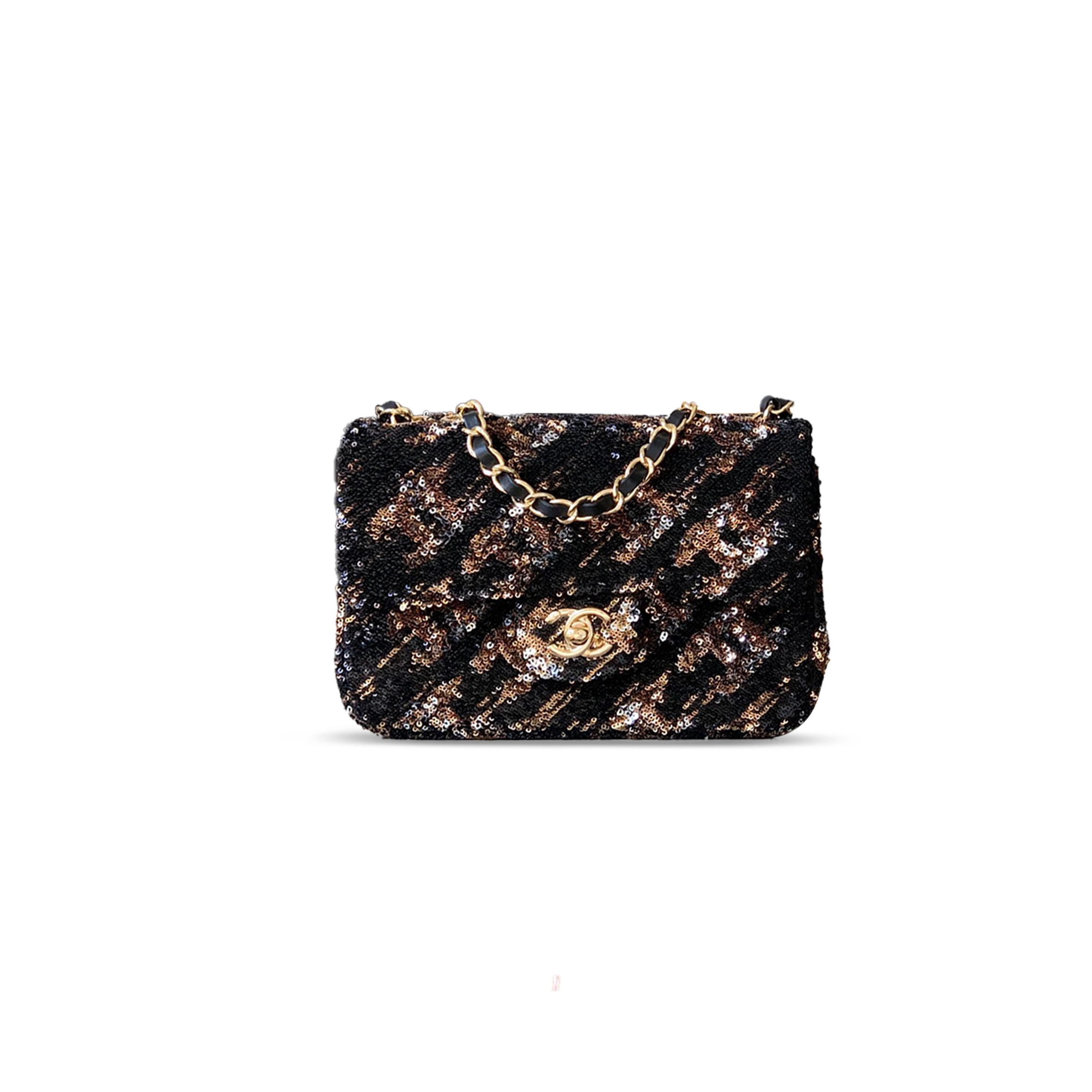 CHANEL FLAP BAG SEQUINS & GOLD-TONE METAL AS4561 (21*14*8cm)